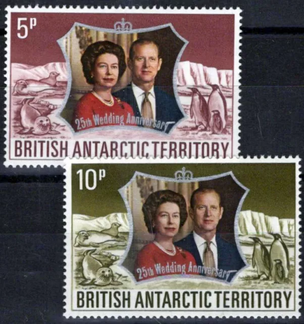 ZAYIX - British Antarctic Territory BAT 43-44 MH Silver Wedding QEII 041123-S14M