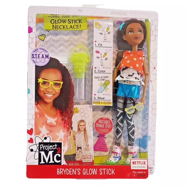 Project Mc2 Bryden's Glow Stick Doll w/DVD + Experiment Netflix New