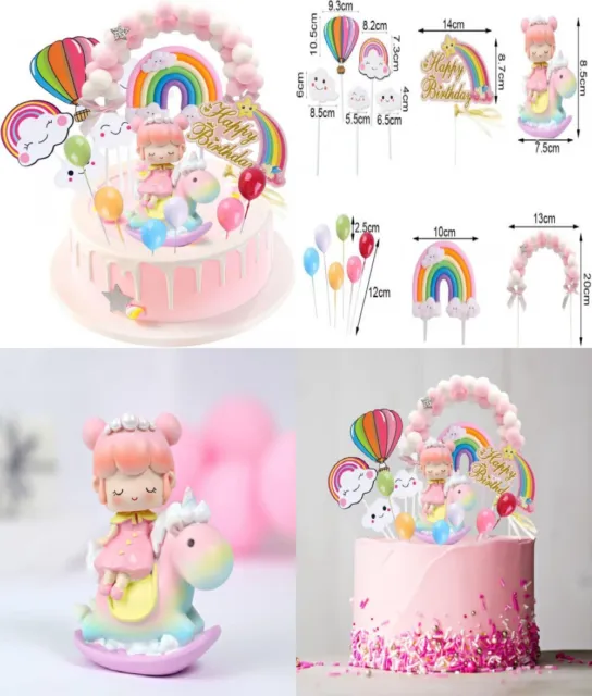 KIT CAKE TOPPER Unicorno - Decorazioni per Torta Magiche e Colorate -  Compleanno EUR 26,40 - PicClick IT