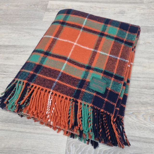 Coperta verde arancione Macnaughtons of Pitlochry lancia pura lana tartan a quadretti
