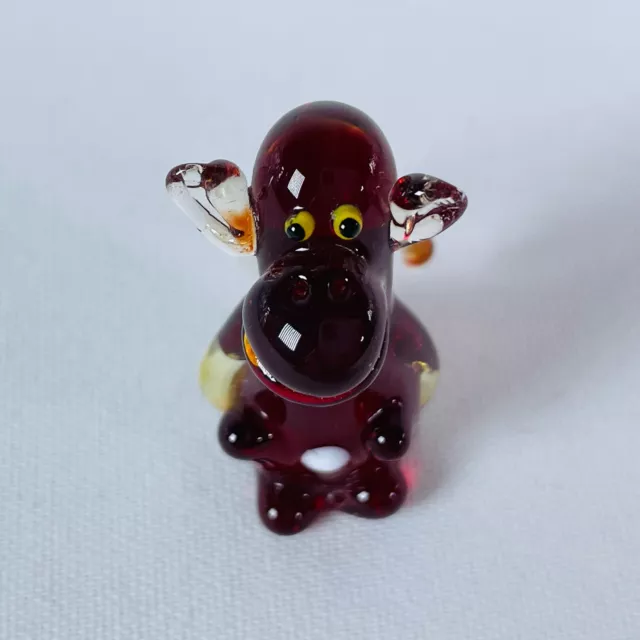 Glass Art Hand Blown Red Monkey Miniature Glass Figurine 1.5” Tall, Hand Made 2