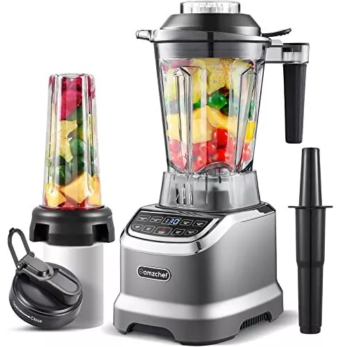 AMZCHEF Blender Smoothie, Mixeur Professionnel 1800W avec Panneau XX-Large Grey