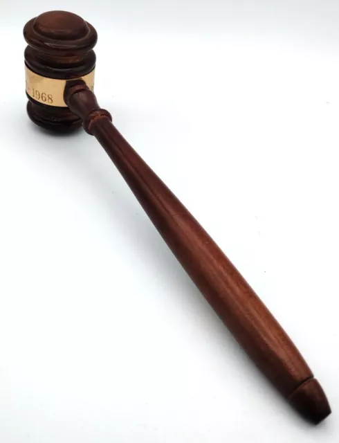 Wooden Gavel with Metal Accents Engraved Vintage Collectible 2