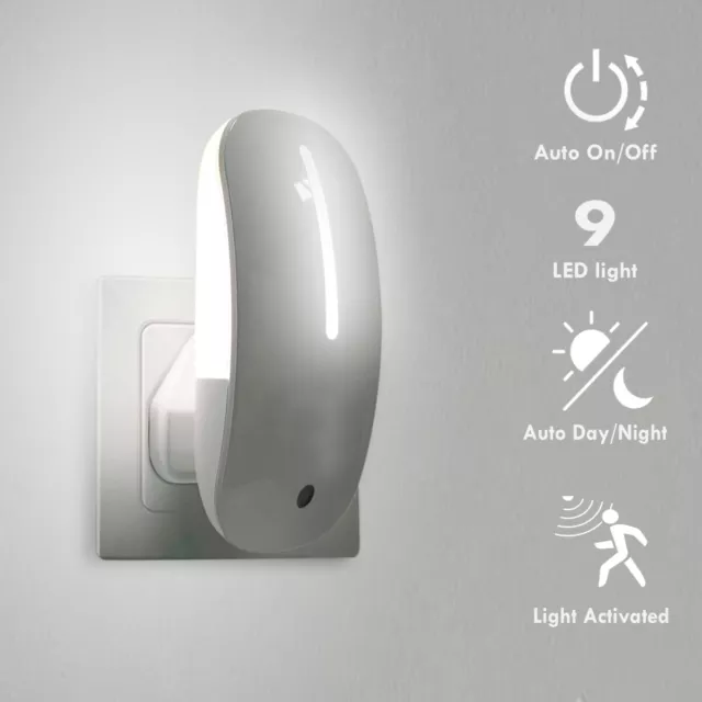 1W Dämmerung bis Morgengrauen automatischer Sensor Plug In weiß LED Licht Zuhause Nacht Sicherheitslicht