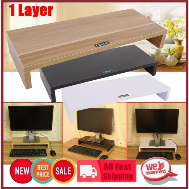 Wooden Computer LED Desk Monitor Laptop Stand Riser Rack Display Screen Holder