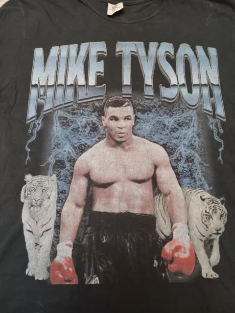 Vintage Mike Tyson Boxing White Tiger Comfort Colors T-shirt Large Pre-owned
