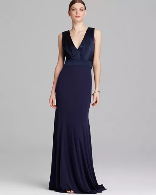 Vera Wang Sleeveless Deep V Shawl Back Navy Jersey Gown Dress Size 10 L34915