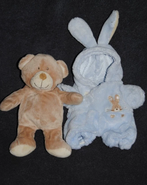 Doudou Ours Lapin Combinaison Bleu NICOTOY SIMBA TOYS KIABI Peluche 20 Cm TTBE