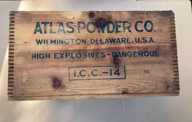 Vintage Atlas Powder Co. Wood Crate Box Dynamite Mining 2