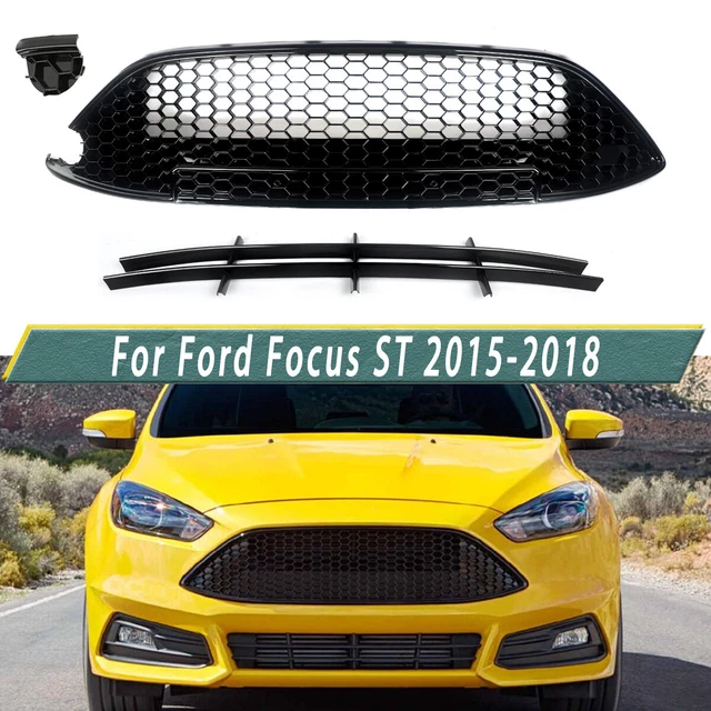 FRONT BUMPER UPPER+LOWER Grille Grill Plastic Black For Ford Focus ST