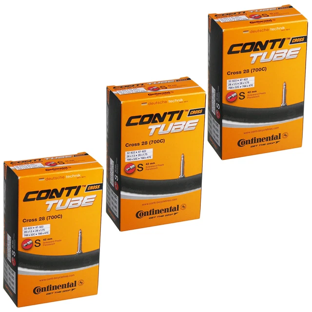 Continental Cross 28 Inner Tube 700 x 32-47c Cyclocross Bike Presta Valve x3