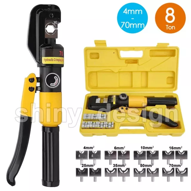 8 Ton Hydraulic Terminal Crimper Cable Wire Force Tool Kit 9 Dies 4mm-70mm