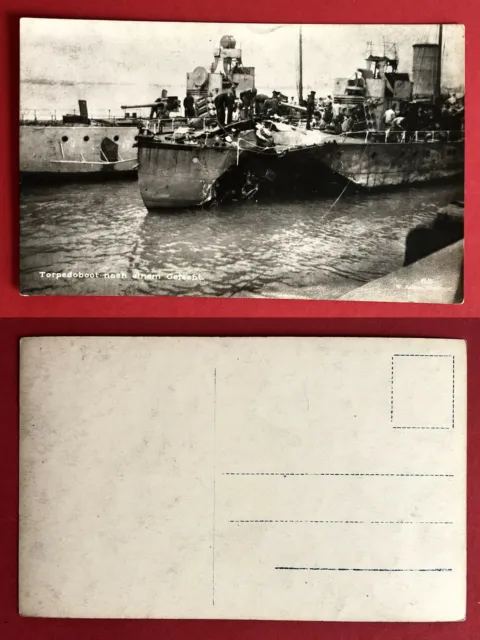 Kaiserliche Marine Foto AK 1. WK Torpedoboot nach einem Gefecht  ( 66319