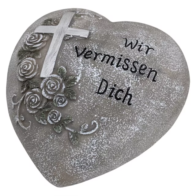 Grabschmuck Grabdeko Grab Dekoration Herz XL Kreuz "Wir vermissen Dich" P-14028