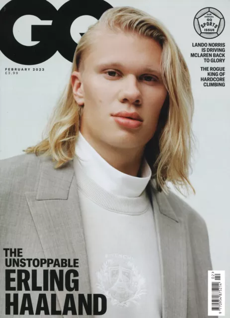 GQ Magazine, Erling Haaland Man City, Israel Adesanya, Lando Norris F1, Feb 2023