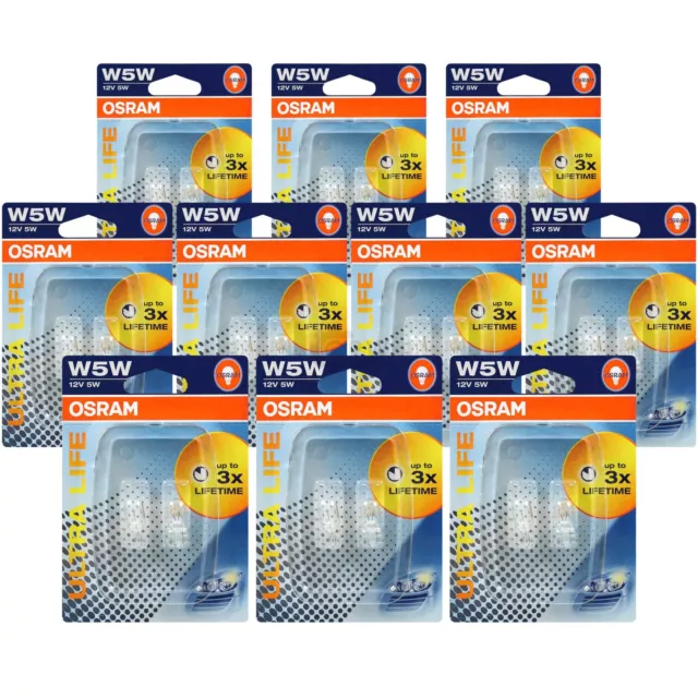 10x Osram W5W 12V 5W Halogen Ultra LIFE Blister Set 2 Stück Birne 2825ULT-02B