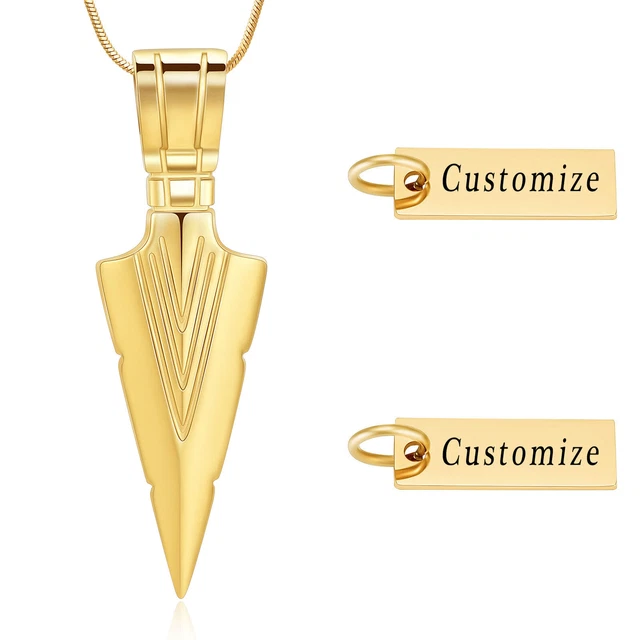 2X Urn Necklace for Men Arrowhead Cremation Ash Jewelry Memorial Locket Keepsake