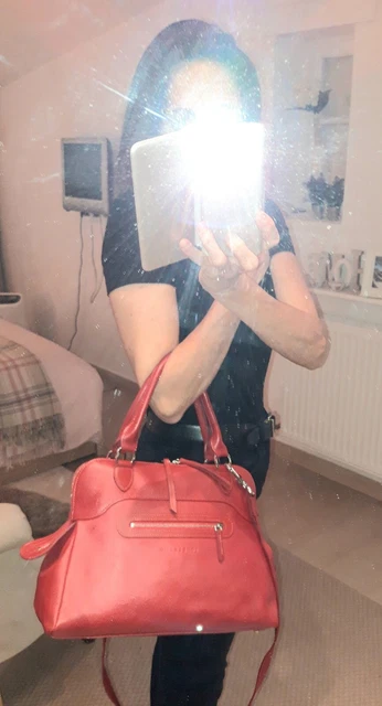 ***Longchamp*** Sac Main/Bandoulière En Cuir Graine Rouge Fonce Neuf