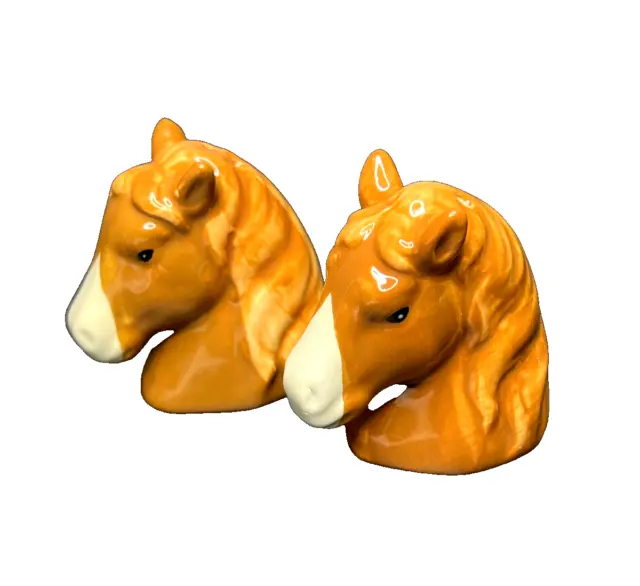 Horse Small Salt and Pepper Shakers Rubber Stoppers 2" Brown