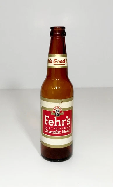 FEHR'S XL DRAUGHT BEER BOTTLE EMPTY PAPER LABELS FEHR BREWING VINTAGE 1960s