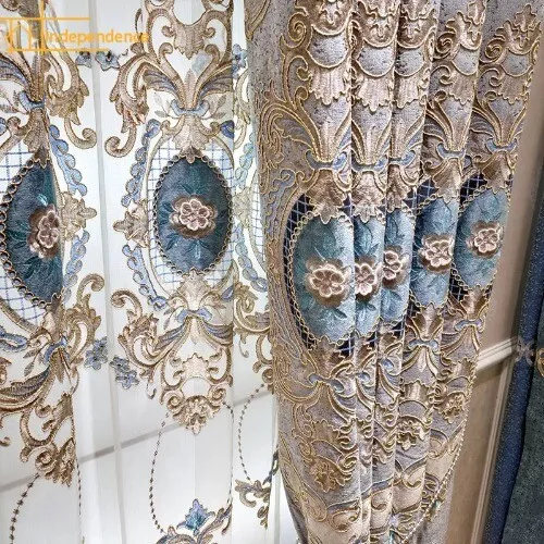 Euro-style High-end Water-soluble Embroidered Blackout Embroidered Yarn Curtains
