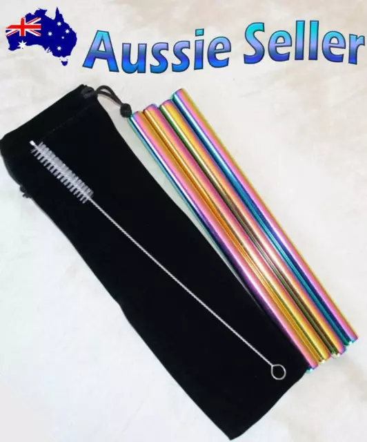 Stainless Steel Metal Extra Wide Smoothie Straws and Bag Bubble Tea Straw BOBA