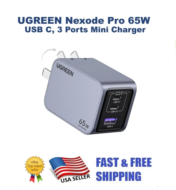UGREEN 65W NEXODE Pro GaN Charger Ultra-Compact 3-Port Fast USB-C ...