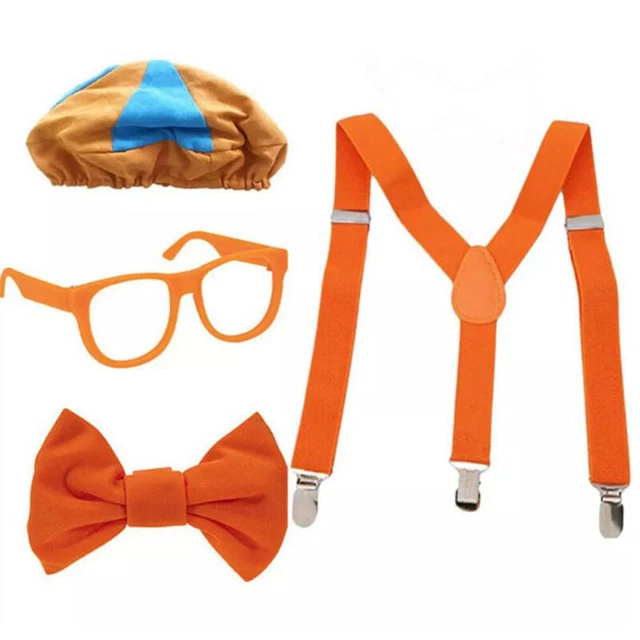 BE LIKE BLIPPI Dress up! Role play Costume Hat Glasses Suspenders Bow ...