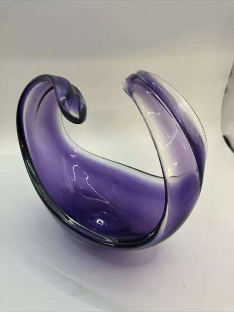 Vintage Murano Purple Curved Glass Vase