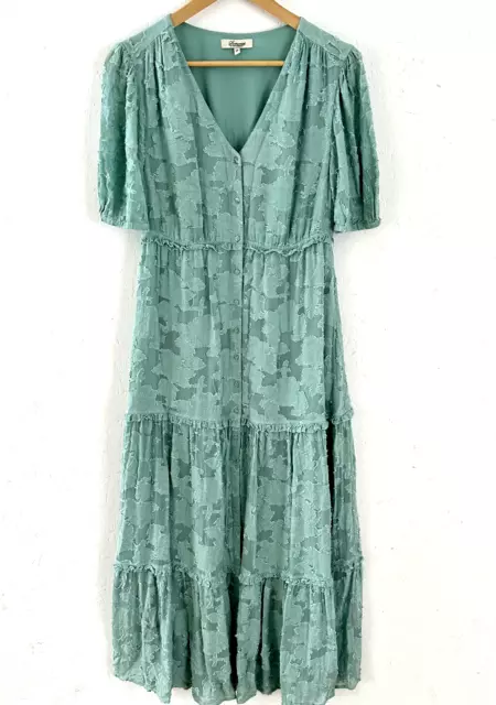 Somerset By Alice Temperley Textured Chiffon Tiered V-Neck Midi Dress, UK 10