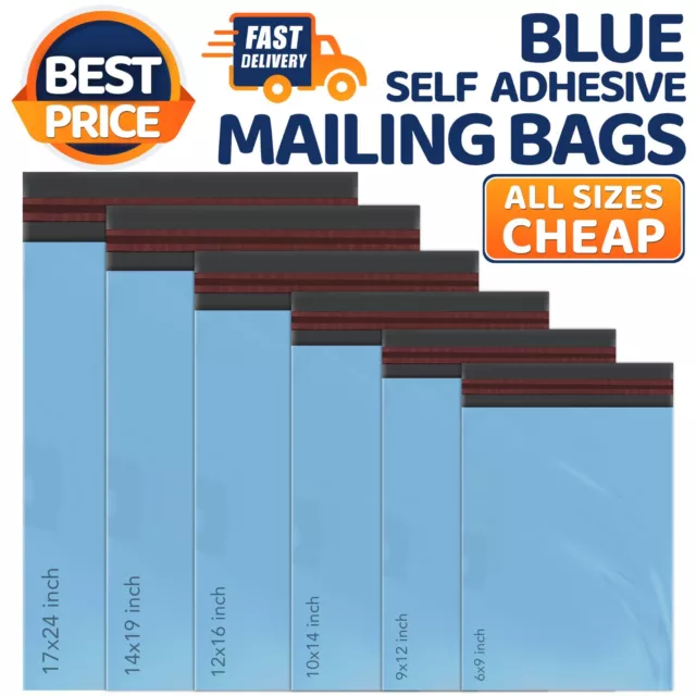 Blue Mailing Postage Bags Plastic Poly Packaging Parcel Shipping Bags Self Seal