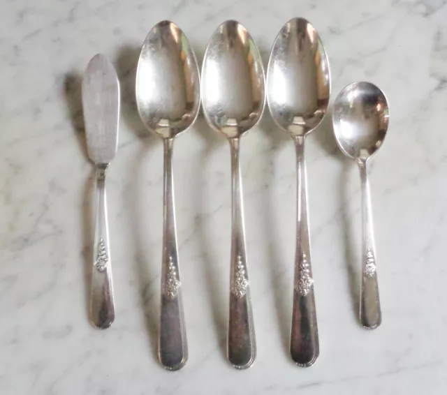 Holmes & Edwards Inlaid IS Silver Plate Youth 3 Serving Spoons, Master Butter +