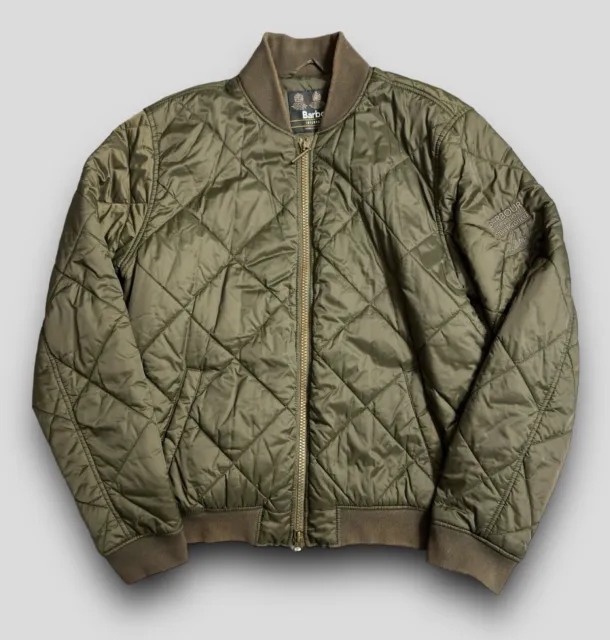 Barbour International Steve McQueen Quilted Bomber Jacket Men’s Large Olive