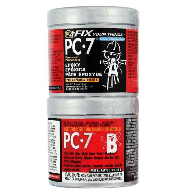 PC Products PC-7 Epoxy Adhesive Paste, Two-Part Heavy Duty, 1/2lb in Two Cans, C