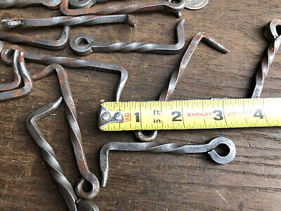 Antique NOS Hand Forged 3 - 3.5" Twisted Iron Door Latch Hook Barn ~ Gate Hrdw 3