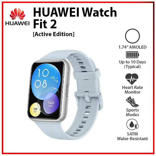 Huawei Watch Fit 2 Active Edition AMOLED Bluetooth Android iOS Smartwatch BLUE