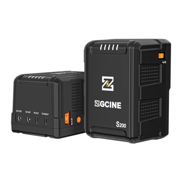Batería de montaje en V ZGCINE ZG-S200 199,8Wh Bloqueo 14,8 V recargable entrada D-Tap/BP