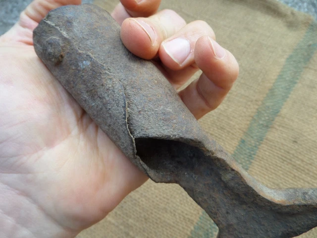 Antique Big Fork Pitchfork Hand Forged Iron Gardening Tool Vintage 19C 7
