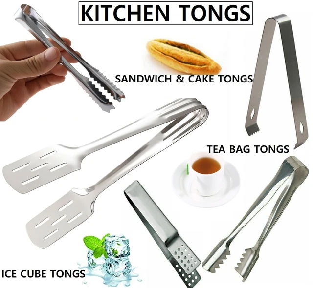 Stainless Steel Sandwich Tongs Cake Tongs Mutli Tongs BBQ Serving Food Tongs