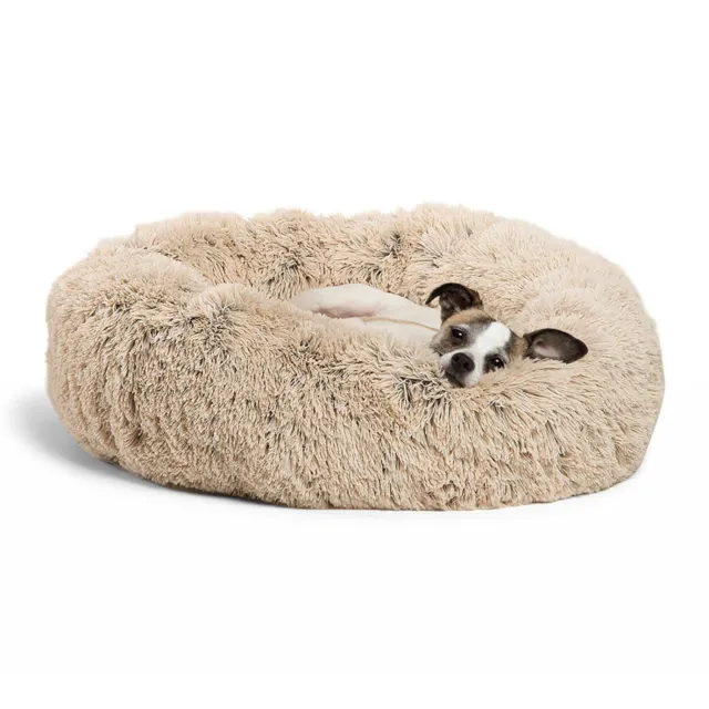 Round Plush Donut Pet Dog Cat Bed Fluffy Mat Beds Puppy Kennel Nest Soft Litter