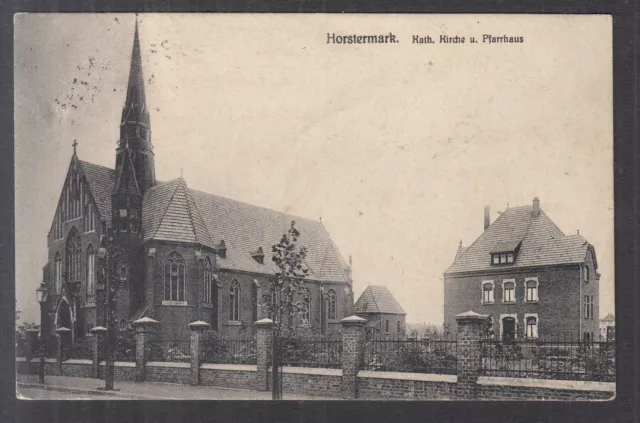 e5132. Ak Gelsenkirchen Horstermark kath. Kirche und Pfarrhaus 1914