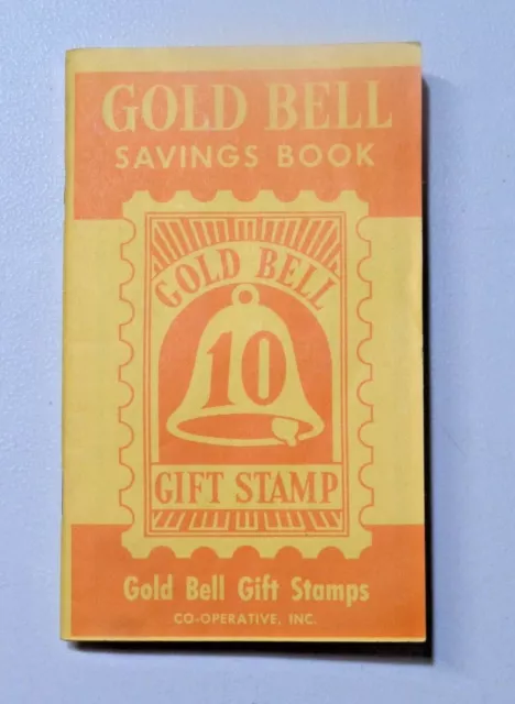 Vintage GOLD BELL Gift Stamp Savings Book Detroit, MI Partially Filled Booklet