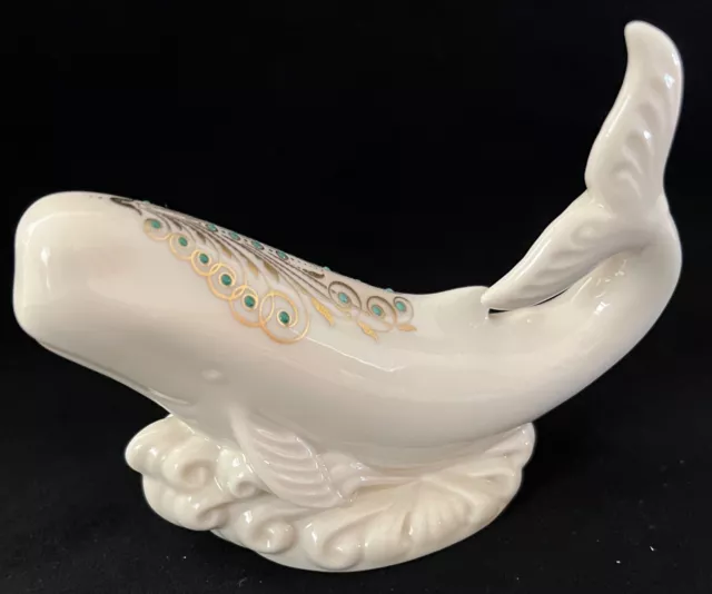 Lenox China Jewels Whale Figurine on Ocean Waves 1993 Made in USA