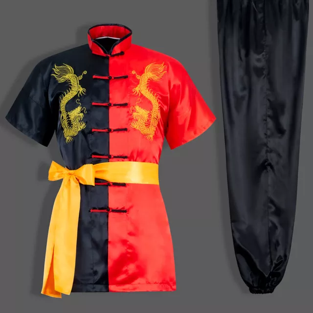 Silk Chinese Kung Fu Tai Chi Suit Martial Arts Uniform Costume Dragon Embroidery