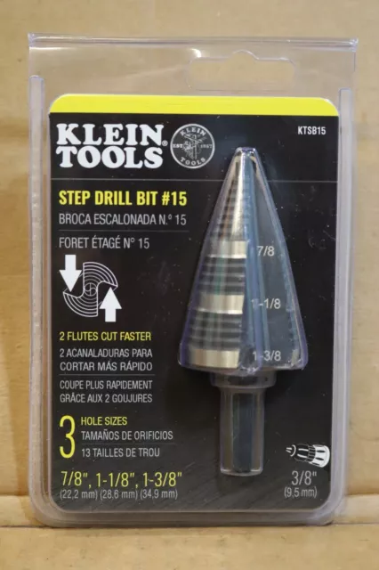 Klein Tools KTSB15 Step Drill Bit #15   7/8", 1-1/8", 1-3/8"  #1150