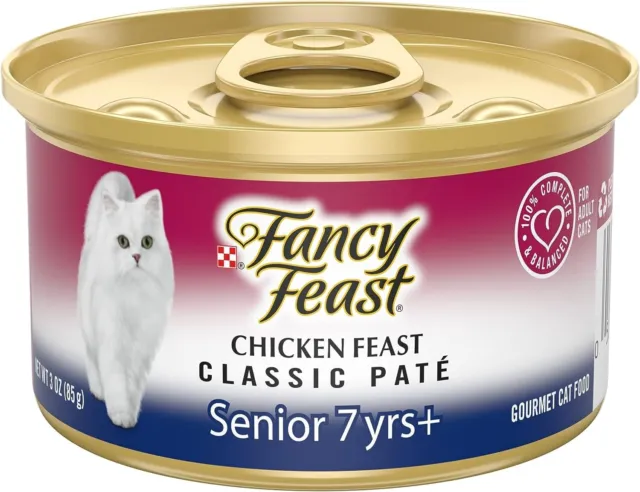 High Protein Senior Pate Wet Cat Food, Chicken Feast Senior 7+ - (24) 3 oz. Cans