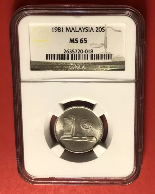 1981-Malaysia-Outstanding 20 Sen Coin,Graded By Ngc Ms64..Great Deal.