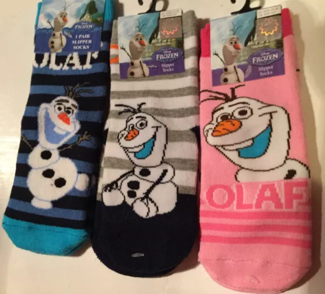 Girls Or Boys Disney Frozen Olaf Slipper Socks sizes 6-9, 9-12, 12-3