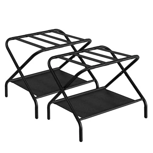 Luggage Racks for Guest Room, Set of 2, Folding Metal Suitcase Stand with