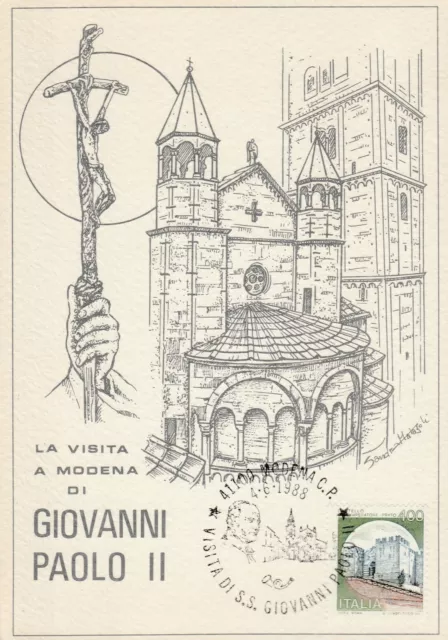 VISITA DI PAPA GIOVANNI PAOLO II a Modena il 04.06.1988 (Cartolina Post Card)